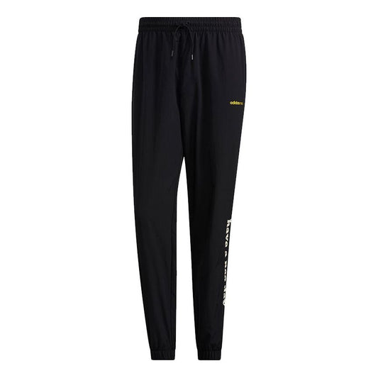Men's adidas neo x SMILEY Crossover Smly Tp 2 Smiling Face Loose Bundle Feet Sports Pants/Trousers/Joggers Black H45542