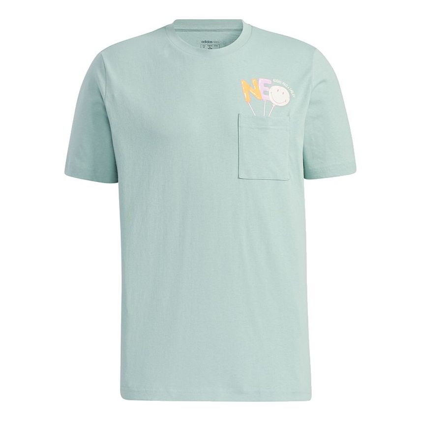 adidas neo M Smly Tee 2 Casual Breathable Sports Smiling Face Short Sleeve Green GP5783