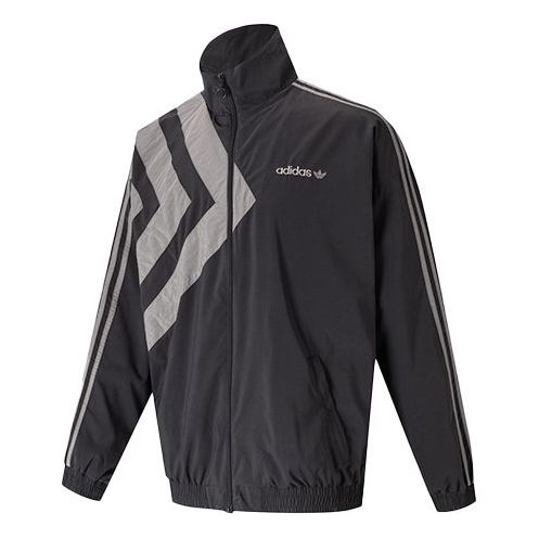 adidas originals logo Printing Stand Collar Sports Jacket Gray GL6156