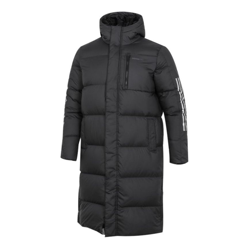 adidas neo Athleisure Casual Sports Stay Warm mid-length hooded down Jacket Black H45242