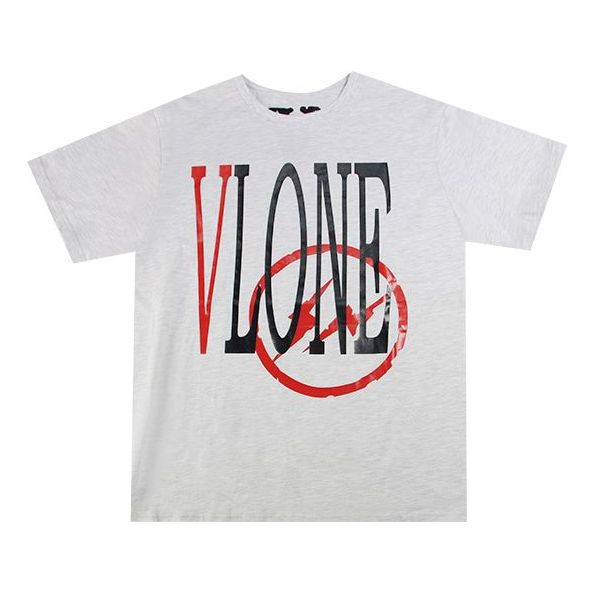 VLONE Fragment Staple Tee Large Logo Printing Short Sleeve Couple Style 'Gray Red' VLTE17FW002