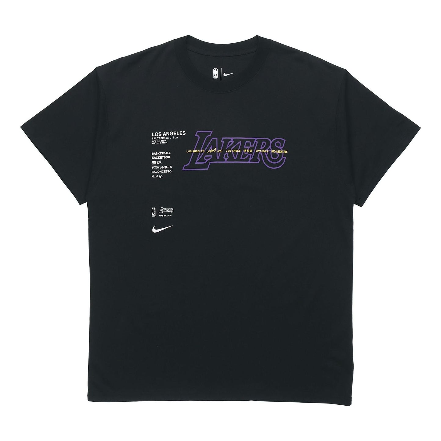 Nike NBA Courtside Los Angeles Lakers Short Sleeve Training Black CK8028-010