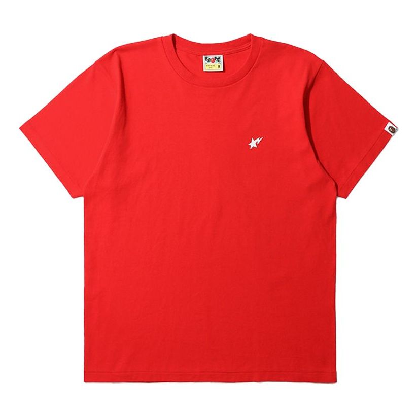 Men's BAPE Flash Small Logo Short Sleeve Red 0ZXTEM10052XC