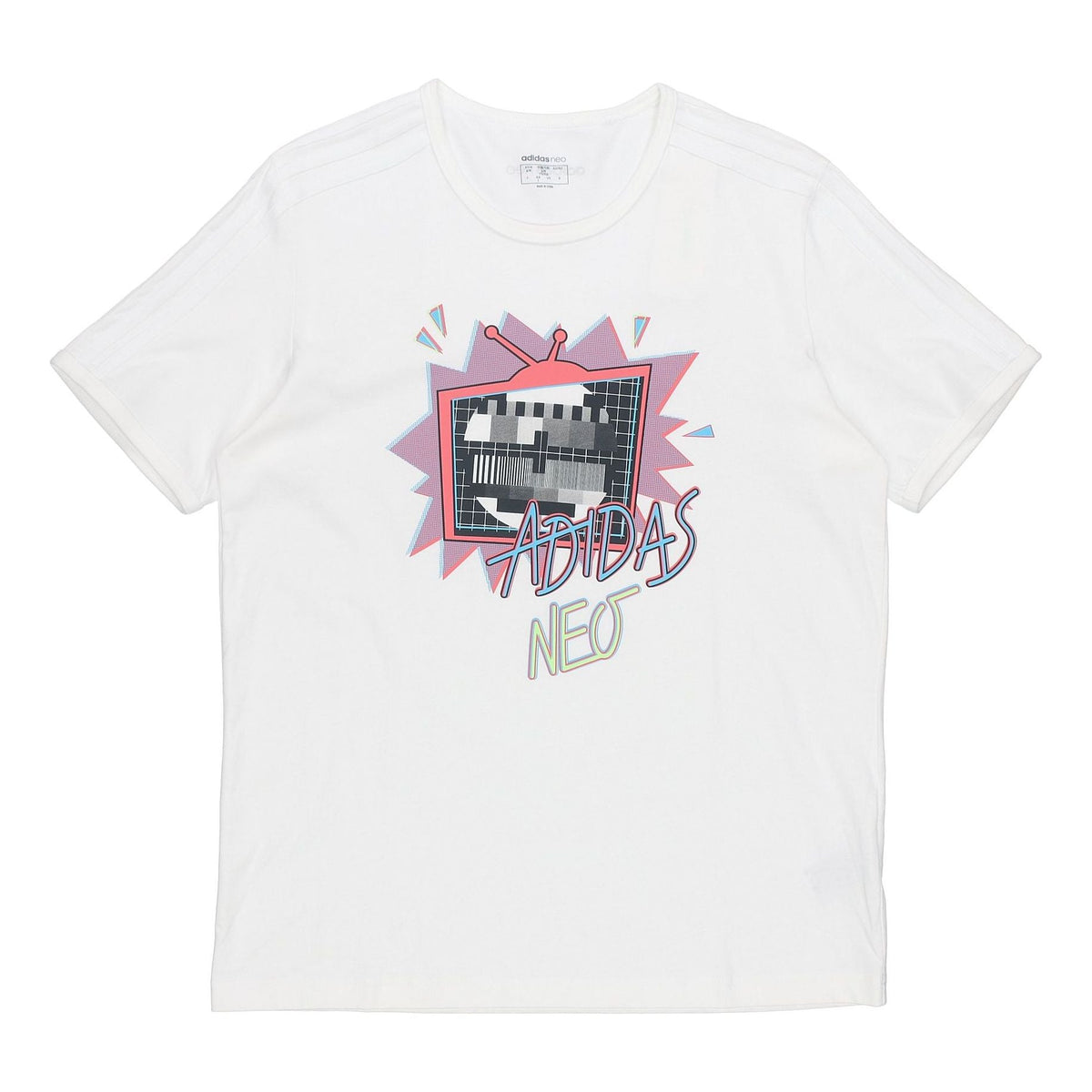 adidas neo Funny Printing Sports Round Neck Short Sleeve White GM2343