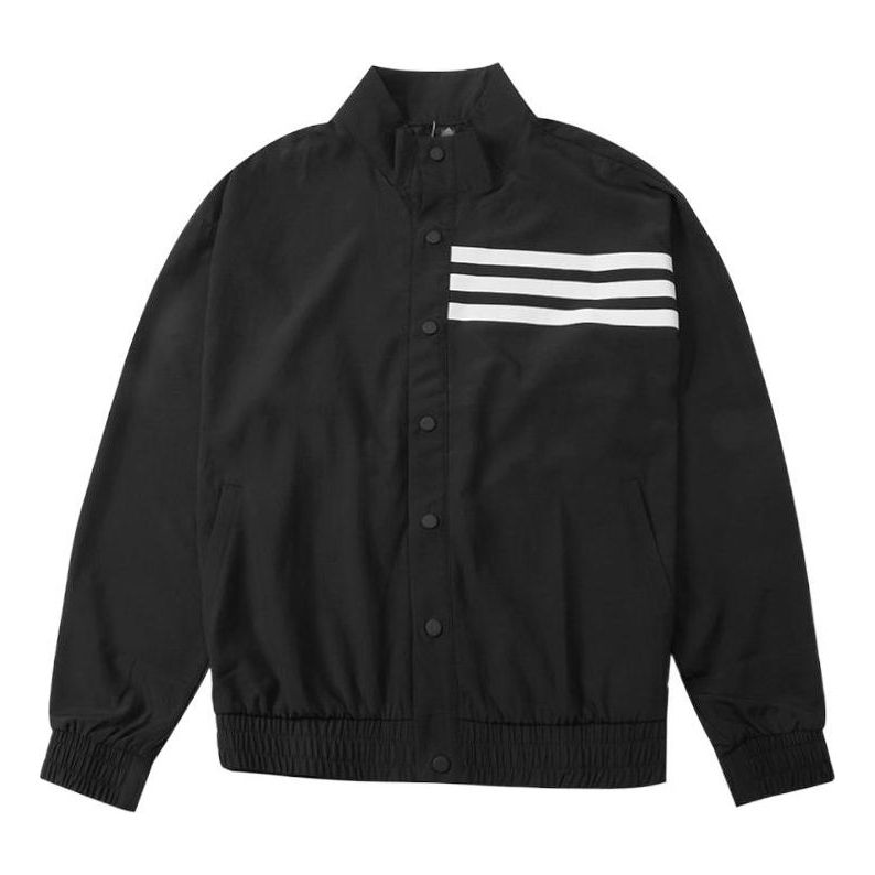 Men's adidas SS22 Athleisure Casual Sports Stand Collar Long Sleeves Jacket Autumn Black HF4200