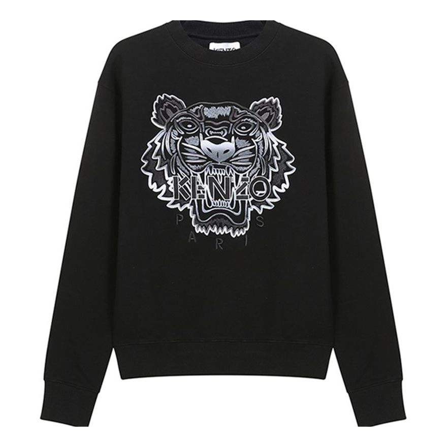 KENZO SS21 Tiger Head Embroidery Pattern Round Collar Male Black FB55SW1164XG-99