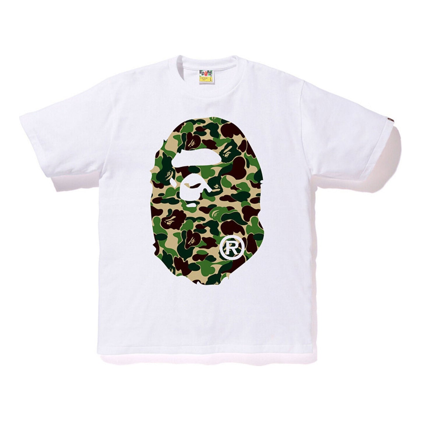 BAPE ABC Big Ape Head Tee White/Green Yellow Green Camouflage Short Sleeve Unisex White BAPE-SS18-047