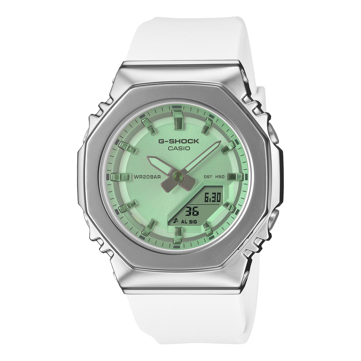(WMNS) CASIO G-Shock GM-S2110 Series Analog-Digital 'White Green' GM-S2110SR-7A