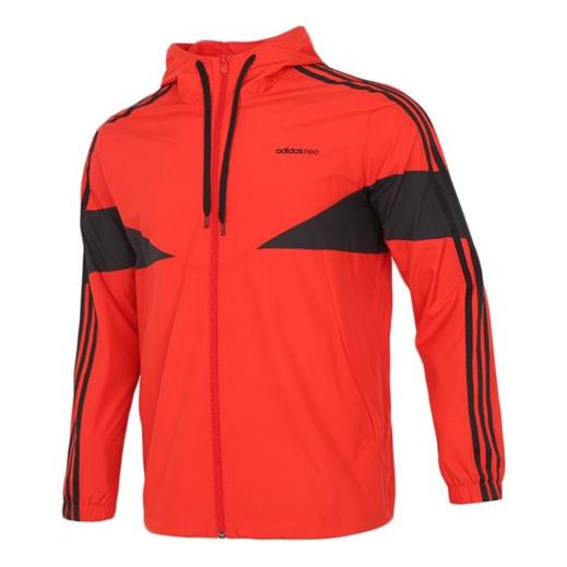 adidas neo Casual Sports Windproof Woven Hooded Jacket Red GP5708