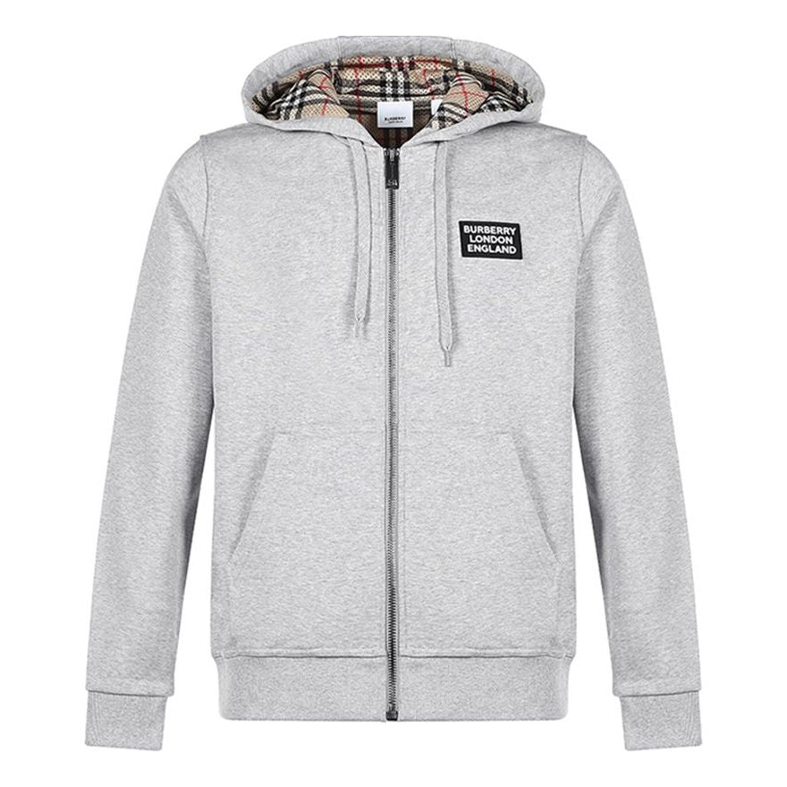 Men's Burberry FW20 Hooded Zipper Jacket Light Grey 80262211