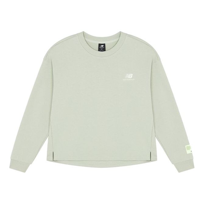 (WMNS) New Balance Embroidered Logo Knit Round Neck Long Sleeves Light Green T-Shirt AWT21307-PGE