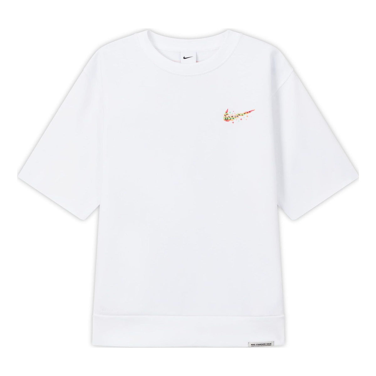 Nike Solid Color Cartoon Small Label Sports Training Round Neck Short Sleeve White DV3201-100