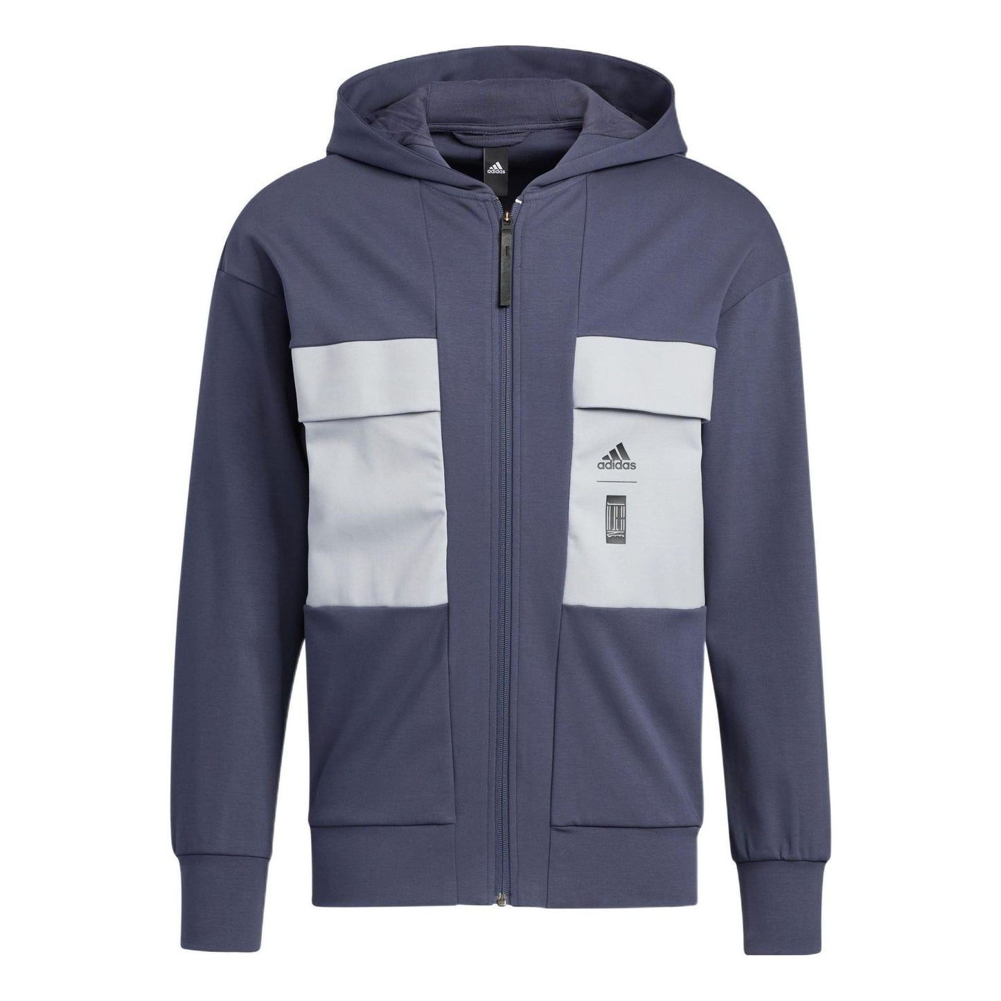 Men's adidas Martial Arts Series Splicing Color Block Sports Hooded Jacket Deep Navy Blue HE5139