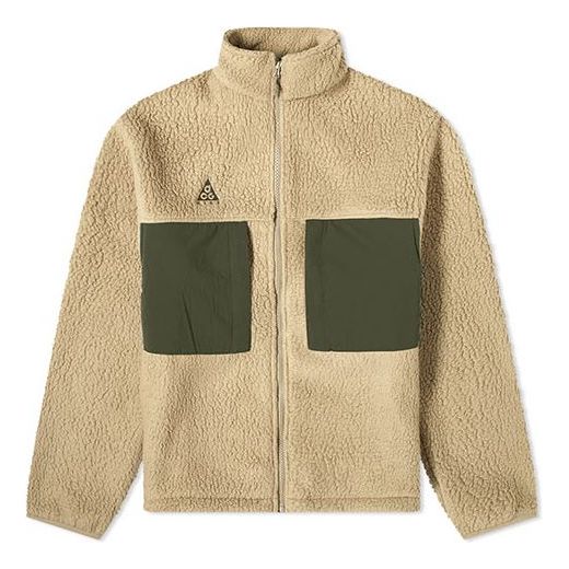 Nike x ACG Colorblock Pocket Fleece Stand Collar Logo Jacket Khaki CT2949-247