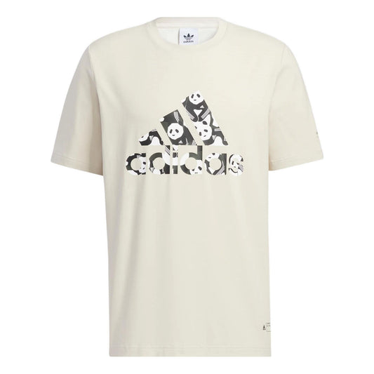 adidas Solid Color Logo Athleisure Casual Sports Short Sleeve Unisex Bauxite Brown HS4395