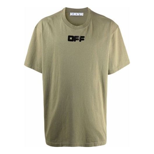 Off-White Logo Printing Round Neck Pullover Short Sleeve Loose Version Green OMAA038F21JER0015510