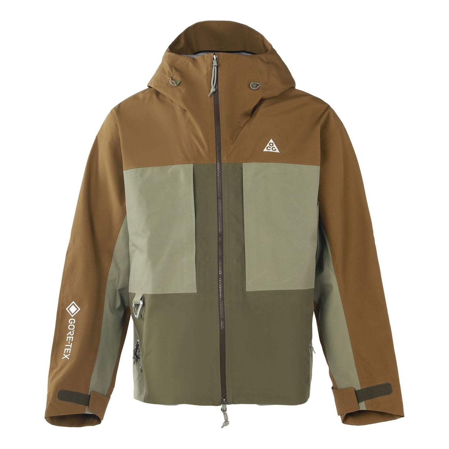 Men's Nike x ACG Loose Zipper Hooded Colorblock Long Sleeves Jacket Autumn Light Brown CV0635-242
