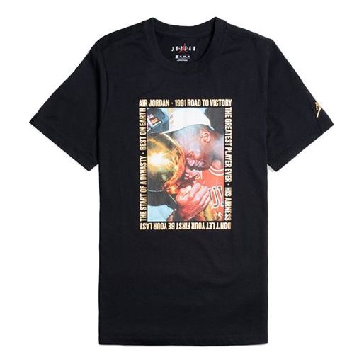 Air Jordan Remastered Photo Tee Classic Printing Round Neck Short Sleeve Black AT8936-010