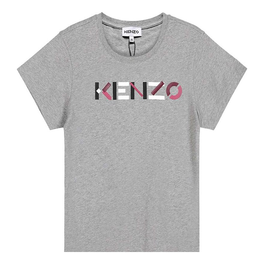 KENZO FW20 Logo Pattern Round Neck Short Sleeve Pearl Gray FA62TS8404SJ-94