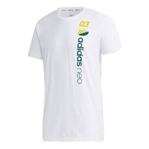 adidas neo Casual Cozy Sports Round Neck Short Sleeve White GK1525