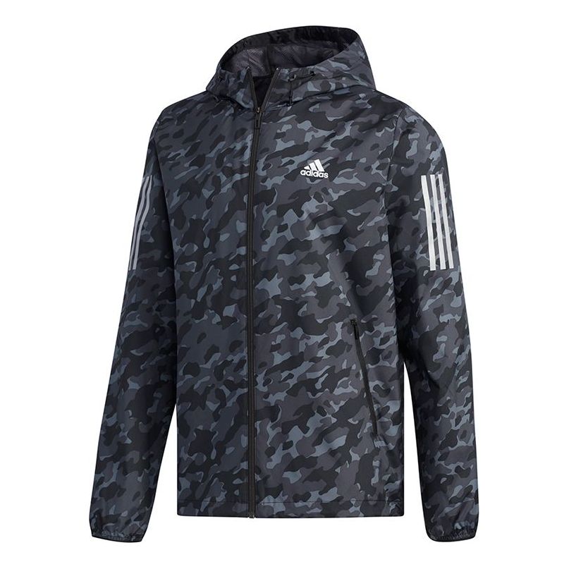 adidas Ai Wb Camo Camouflage Windproof Casual Sports Hooded Jacket Black EH3803