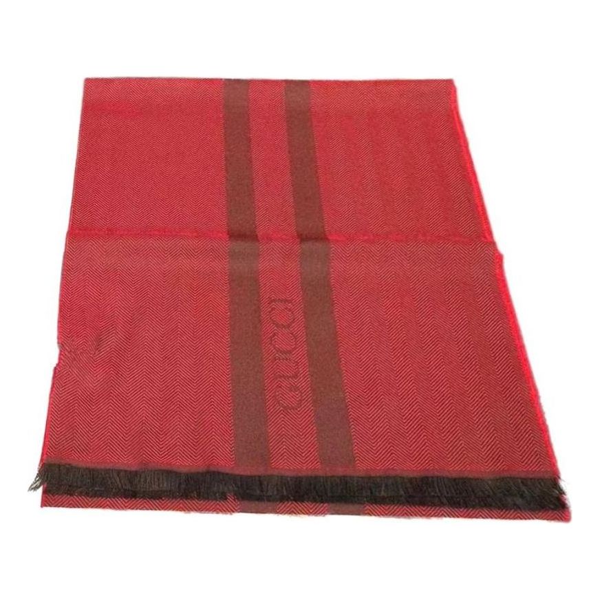 Gucci Logo Herringbone Wool Scarf 'Red Brown' 544628-4G200-6464