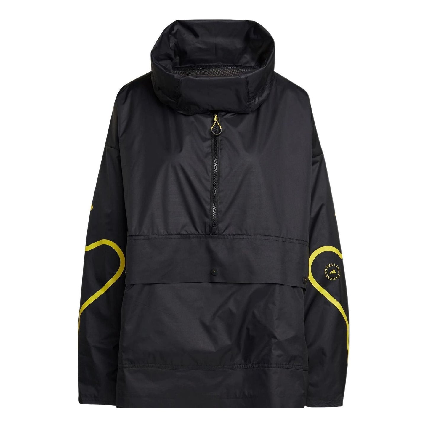 (WMNS) adidas by Stella McCartney Half-Zip Mid-Length Windbreaker Asia Sizing 'Black Yellow' HG6886