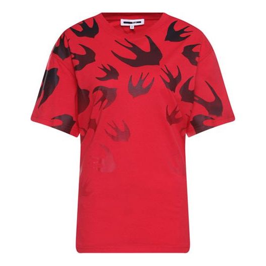 McQ Alexander McQueen SS21 Swallow Pattern Short Sleeve Red 583305-ROT43-6109