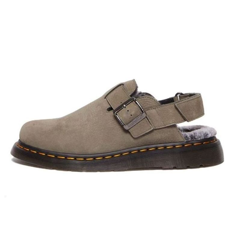 (WMNS) Dr. Martens Jorge II Faux Fur Lined Nubuck Slingback Mules 'Nickel Grey' 31386059