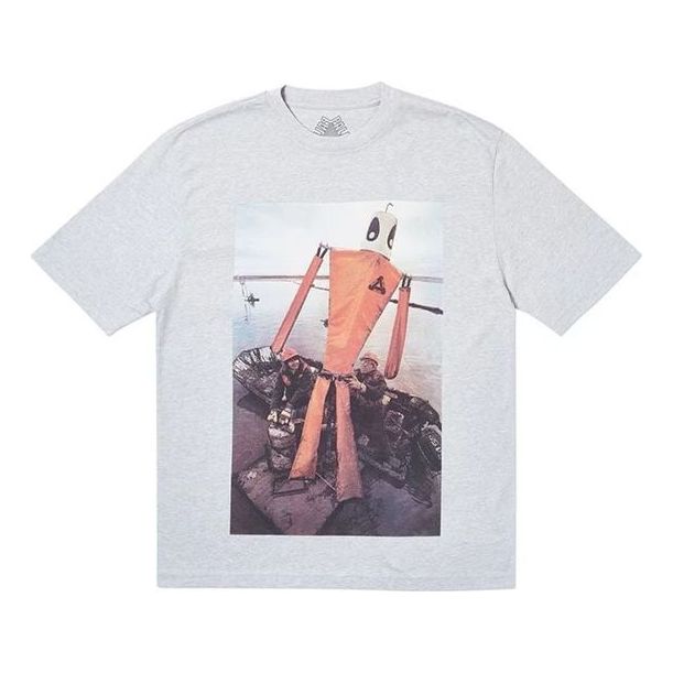 Men's PALACE Slick Painting Printing Short Sleeve Gray P16TS079