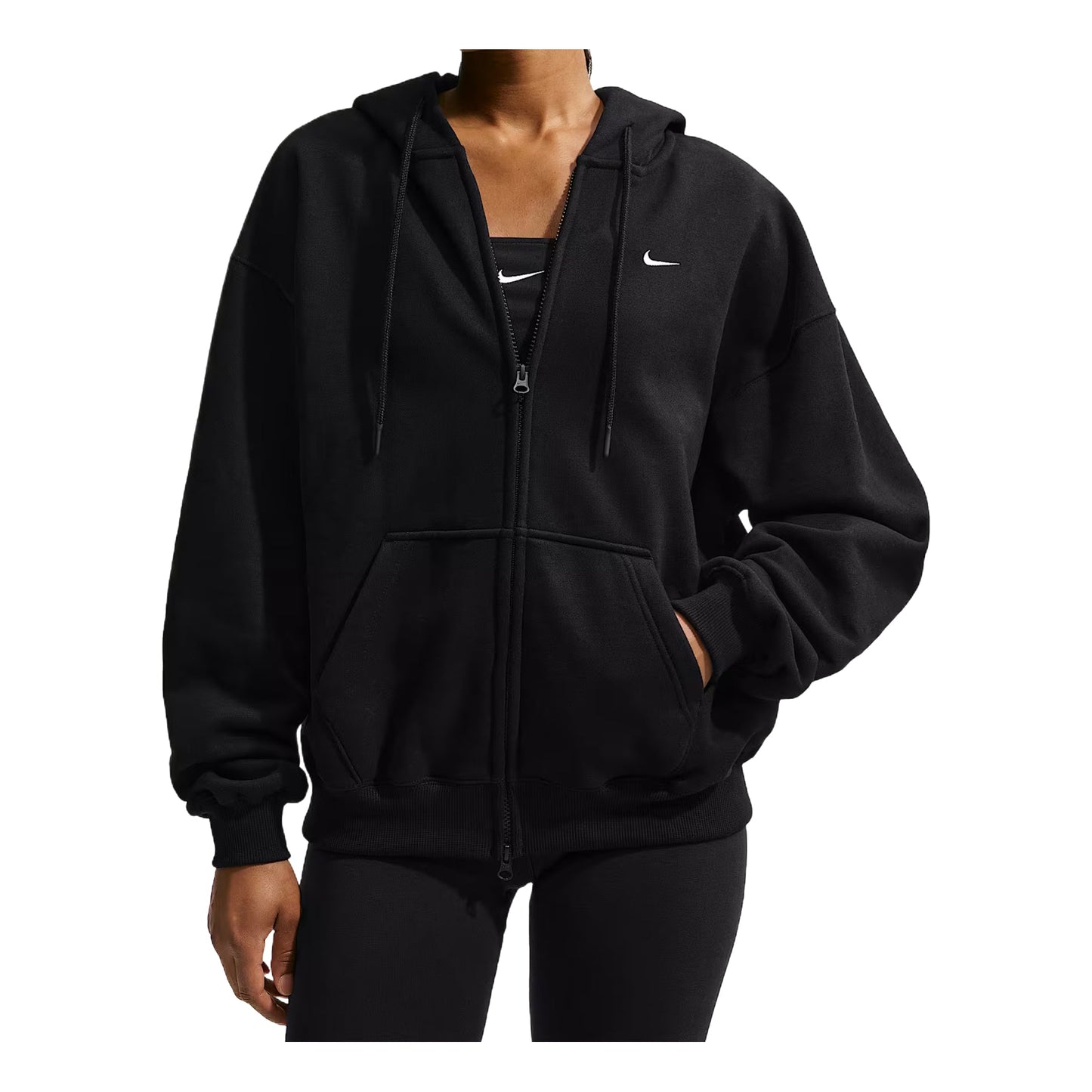 (WMNS) Nike Studio Fleece Medium Weight Oversized Hoodie 'Total Black Sail' IM8084-001