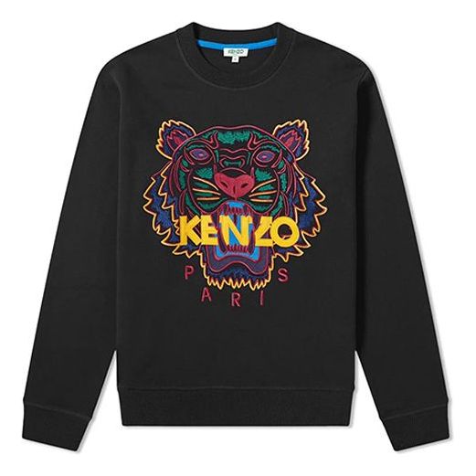Men's KENZO Contrasting Colors Embroidered Long Sleeves Black F96-5SW001-4XA-99