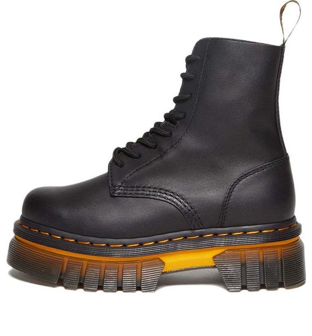 (WMNS) Dr. Martens Audrick Contrast Sole Leather Platform Ankle Boots 'Black' 30671001