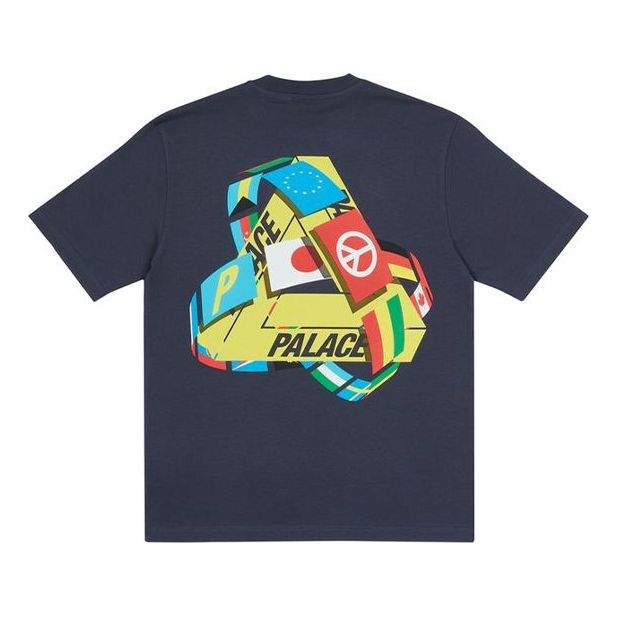 PALACE National Flag Triangle Print Short Sleeve Pattern Printing Navy Blue T-Shirt P20TS095