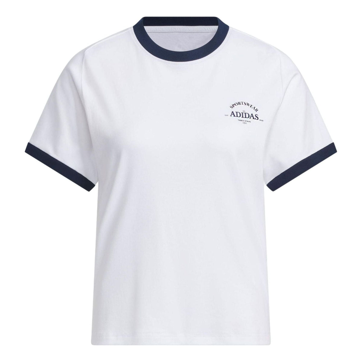 (WMNS) adidas Verbiage T-Shirt Asia Sizing 'White Black' JC8708