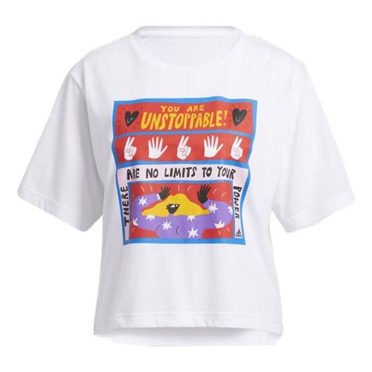 (WMNS) adidas Egle Gfx Tr Tee Pattern Printing Round Neck Short Sleeve White T-Shirt GN9145
