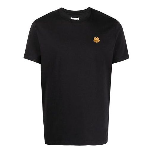 KENZO SS21 Small Tiger Head Pattern Round Collar Male Black FB55TS0034SA-99