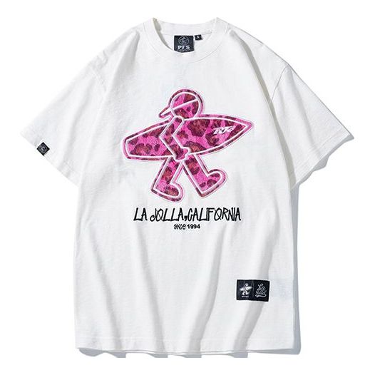 PJs Vigor Leopard print Embroidered Short Sleeve Unisex White 20SSTS1014-P