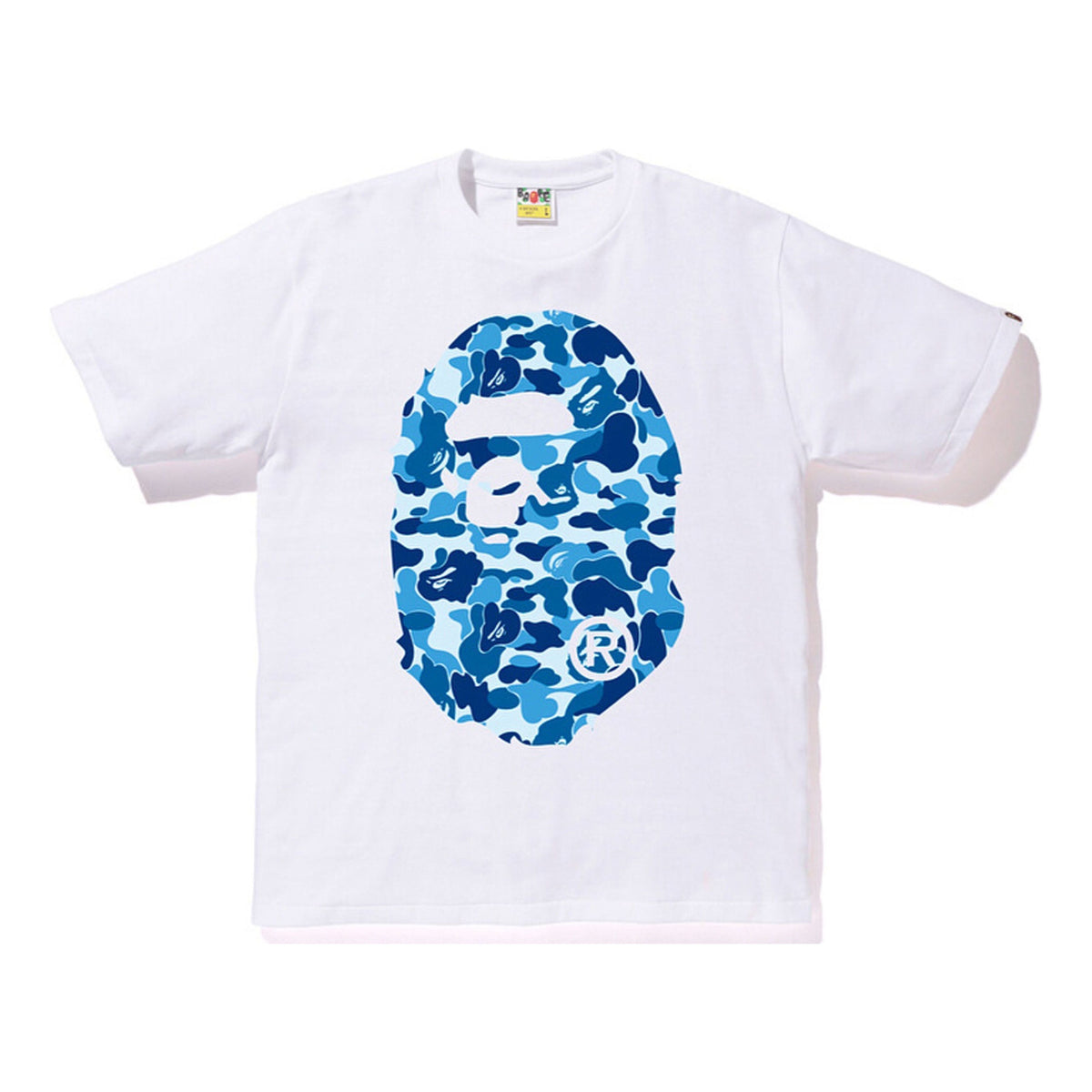 BAPE ABC Big Ape Head Tee Blue Camouflage Short Sleeve Unisex White BAPE-SS18-029