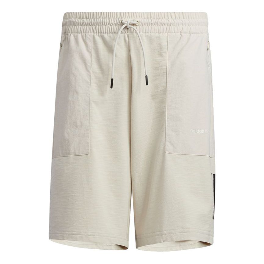 adidas neo M Sw Knit Ut Sh Big Pocket Stripe Loose Sports Shorts Creamy White H45163