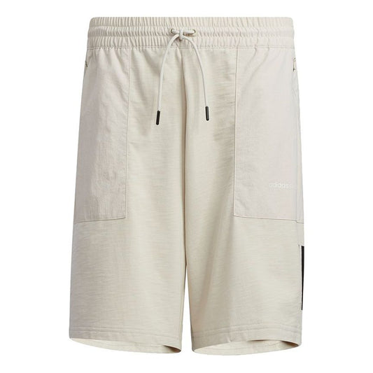 adidas neo M Sw Knit Ut Sh Big Pocket Stripe Loose Sports Shorts Creamy White H45163