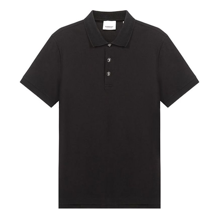 Men's Burberry Cotton Cozy Short Sleeve Polo Shirt Black 80270561