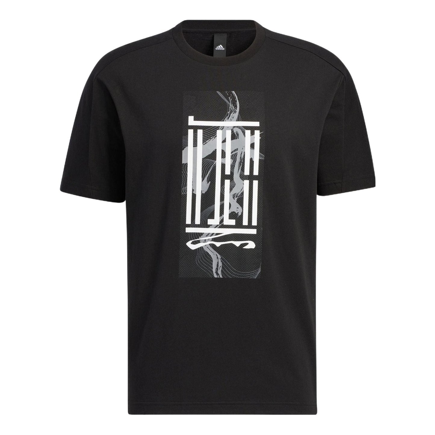 adidas WJ GFX LOGO Sports Round Neck Pullover Short Sleeve Black HI6858
