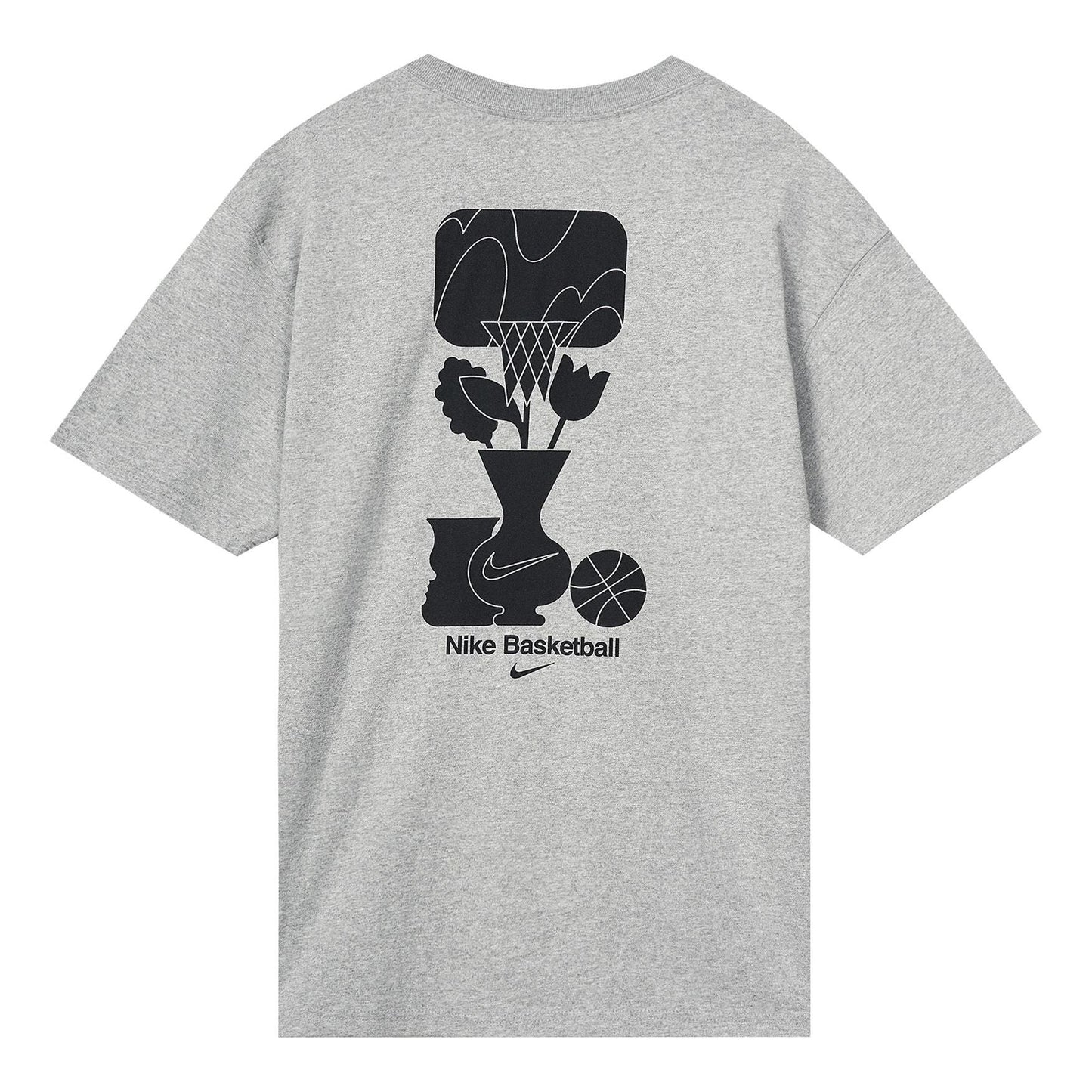 Men's Nike Loose Pattern Printing Round Neck Casual Loose Short Sleeve Dark Grey T-Shirt DQ1906-063