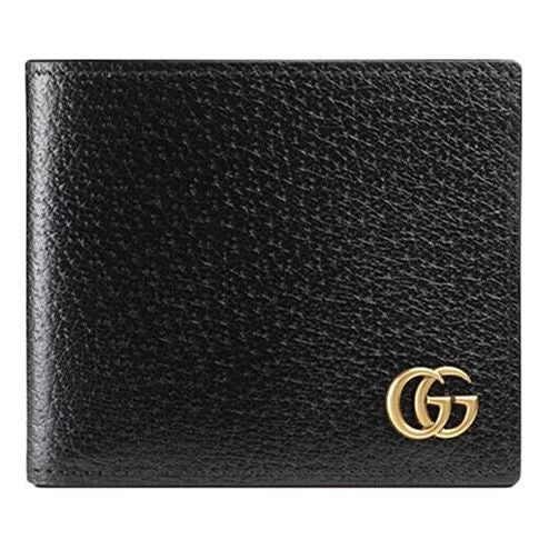 Gucci 26 GG Marmont Leather Bi-Fold Wallet 'Black Gold' 428726-DJ20T-1000