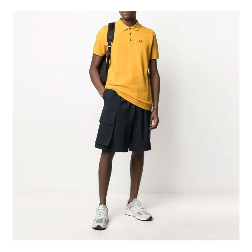 KENZO Small Tiger Head Embroidery Polo Male Yellow FA65PO0014PU-41