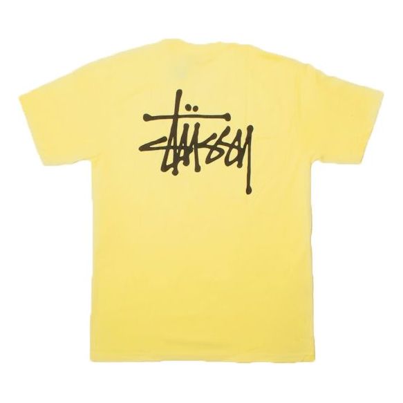 Men's Stussy Basic Tee Alphabet Printing Logo Short Sleeve Yellow 1904416-1