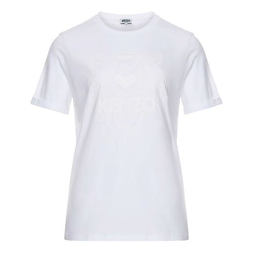 KENZO Tiger Head Embroidered Short Sleeve White FA5-2TS824-4YI-01