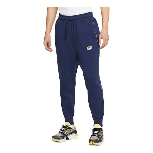 Nike Sportswear Airmoji Embroidered Bundle Feet Knit Sports Pants Navy Blue Dark  CU4262-410
