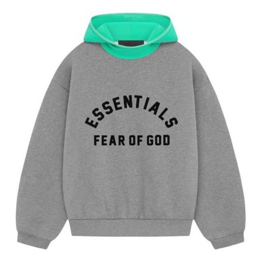 Fear of God Essentials SS24 Nylon Fleece Hoodie 'Dark Heather Oatmeal Mint Leaf' 202SP244312F